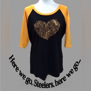 Pittsburgh‎ Steelers “A Heart for Black and Gold” Contemporary, Embellished, XL